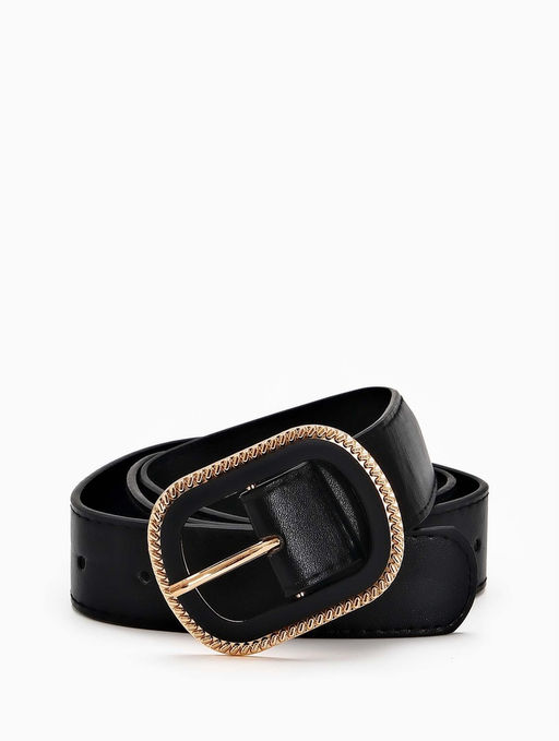 Ремень женский, 110×3 см, пряжка пластик, золотистая, чёрный