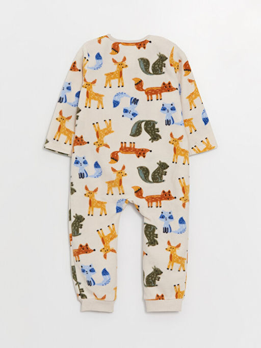 Bisiklet Yaka Uzun Kollu Desenli Unisex Bebek Tulum