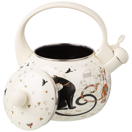 ЧАЙНИК AGNESS ЭМАЛИРОВАННЫЙ СО СВИСТКОМ, СЕРИЯ ПАРИЖСКИЕ КОТЫ 2,2Л, ИНДУКЦИОННОЕ ДНО  фото 3