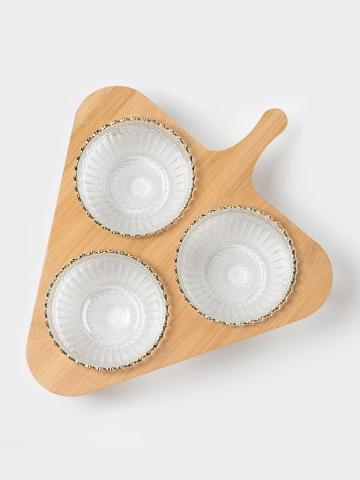 Салатники «Ронда», 350 мл, 37.5×32.5×7 см, на подставке, набор 3 шт., стекло, прозрачный