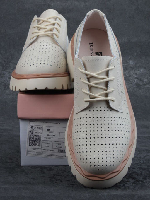 03-HY8-1D BEIGE Полуботинки женские (натуральная кожа)