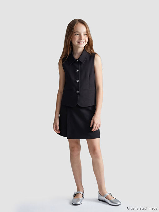 K?z ?ocuk Fiyonk Detayl? ?ort Etek