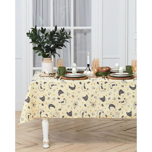 Скатерть пасхальная, Доляна Сhicken farm 220х144 см, 100% хлопок, 164 г/м2  фото 3