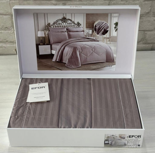КПБ EFOR STRIPE SATIN A-03 сиреневый (коробка) евро