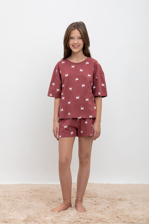 Crockid _ КБ 2821/шоколадный десерт,кошечки пижама для дев