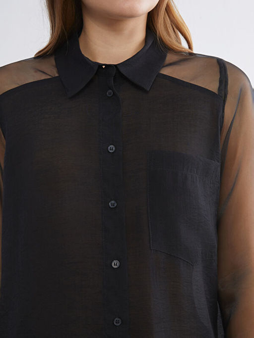 Transparan Detayl? Oversize Kad?n G?mlek