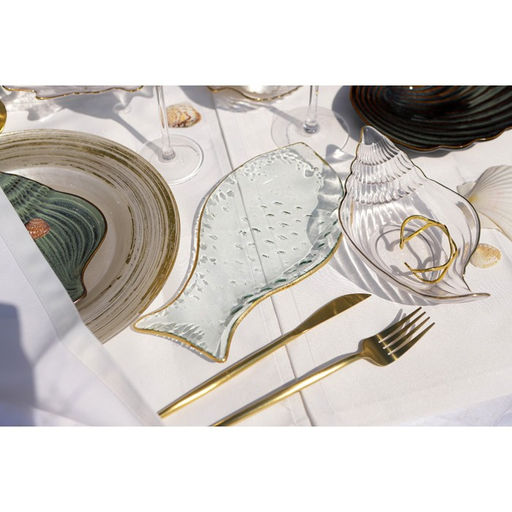 Блюдо стеклянное сервировочное Рыбка, 1833 см, с золотой каймой - Simaland фото 2