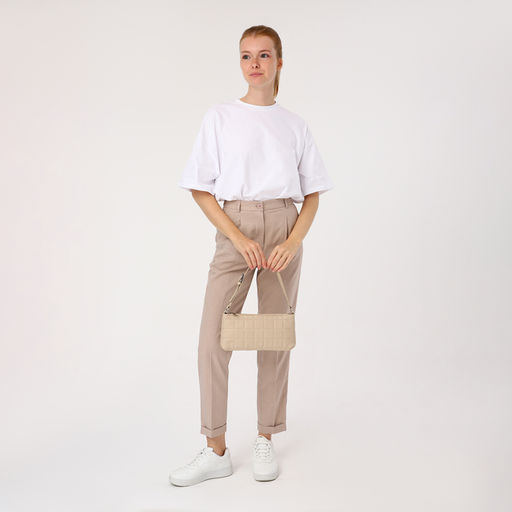 Сумка женская на молнии, цвет бежевый