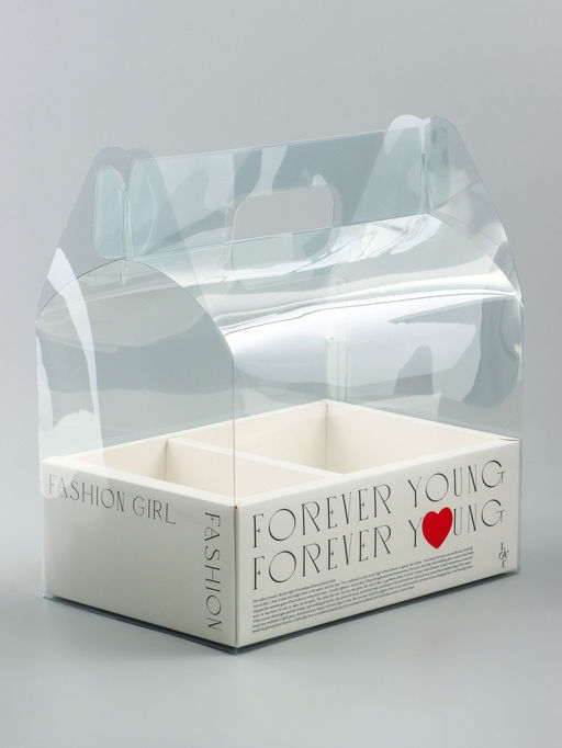 Коробка с PVC для цветов и десертов 26×18×30 см, любовь