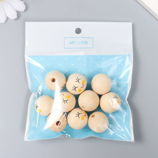 Набор бусин для творчества дерево "Весёлые шарики" d-1,9 см набор 10 шт