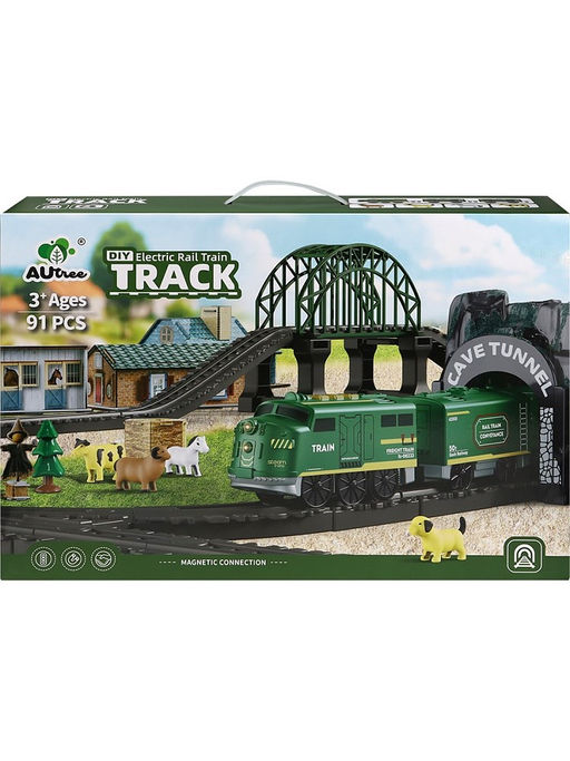 Железная дорога на батарейках "Электрический поезд" в собр. виде 100*60,5*16см (Y26050040) свет, звук, в коробке