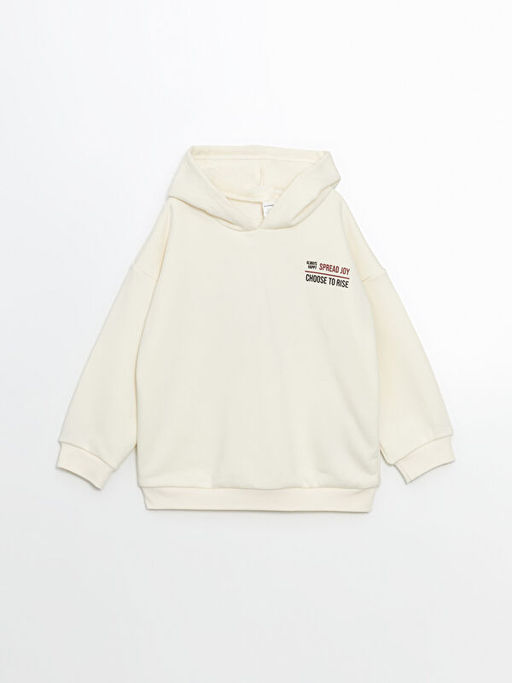 Kap??onlu Bask?l? Erkek ?ocuk Sweatshirt