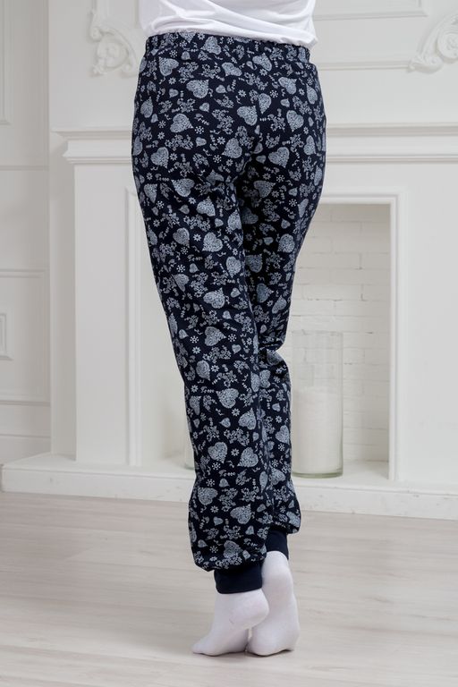 Брюки женские домашние из футера на манжете сердце из цветов - Амадэль фото 8