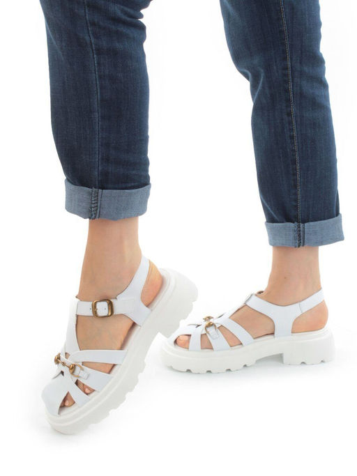 08-PEAG54-1 WHITE Босоножки женские (натуральная кожа) - Фабричный китай фото 2