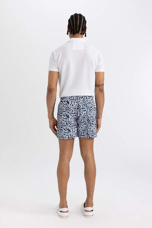 Короткие шорты для плавания на сетчатой подкладке с рисунком - Defacto фото 7