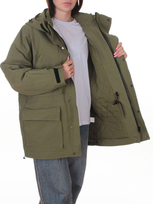 3106 GREEN Куртка демисезонная женская (100 гр. холлофайбер) - Фабричный китай фото 7