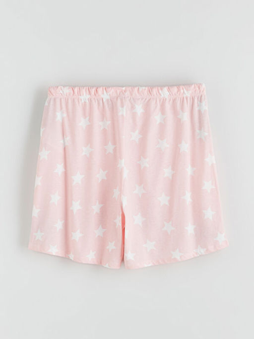 Beli Lastikli Bask?l? Kad?n ?ort Pijama Alt?