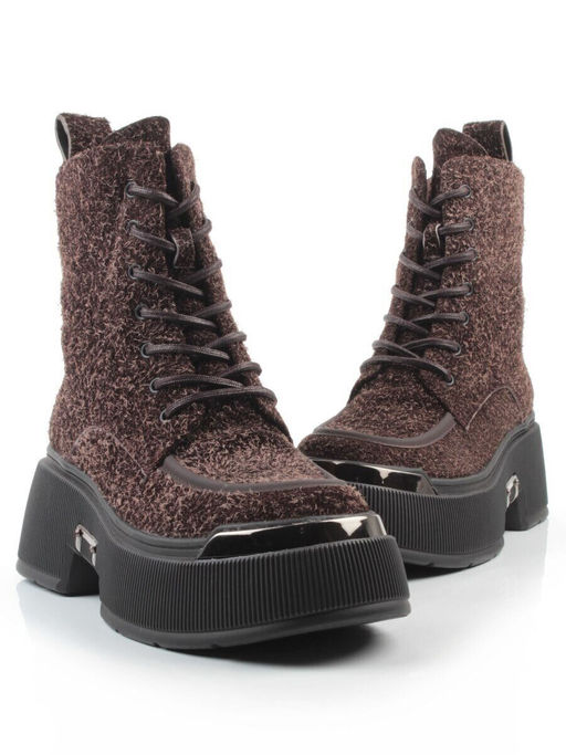01-DMD-D257 BROWN Ботинки демисезонные женские (натуральная кожа, байка)