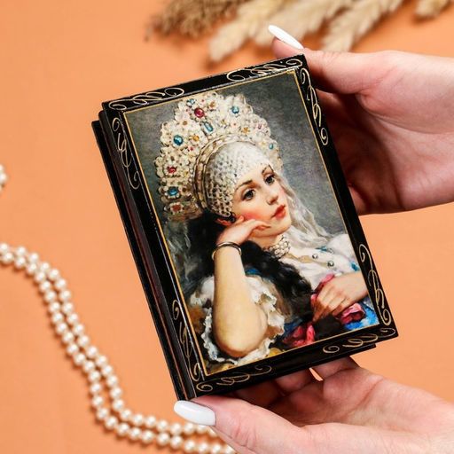 Шкатулка для украшений «Царевна», 10×14 см, лаковая миниатюра