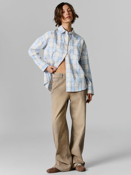 Рубашка женская бежевая в клетку - Mark formelle фото 5