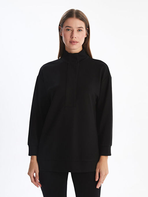 Dik Yaka Oversize Kad?n Sweatshirt Tunik