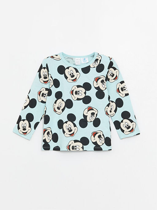 Bisiklet Yaka Uzun Kollu Mickey Mouse Bask?l? Erkek Bebek Pijama Tak?m? - Waikiki фото 2