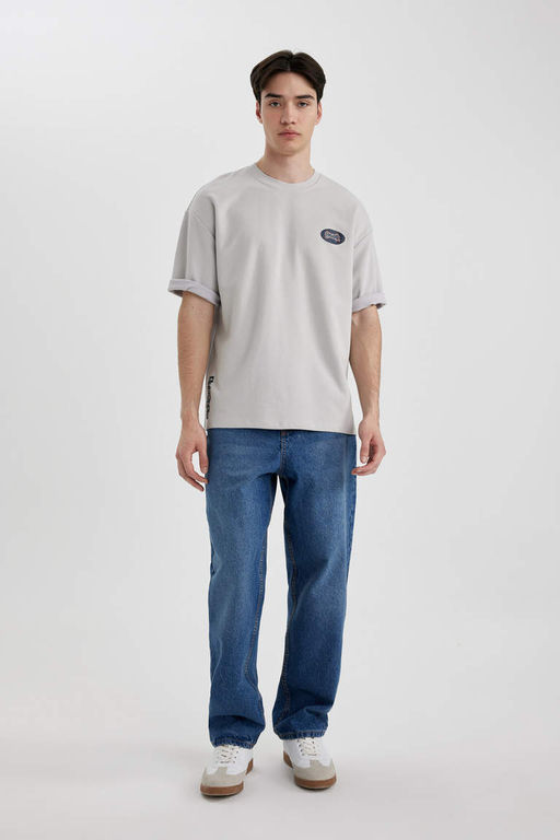 Свободная футболка Airwalk из плотной ткани с круглым вырезом и короткими рукавами - Defacto фото 3