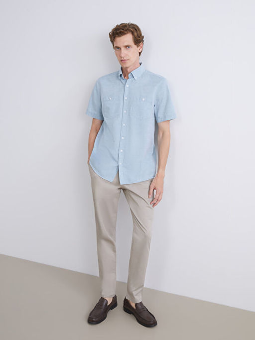 Regular Fit K?sa Kollu Poplin Erkek G?mlek