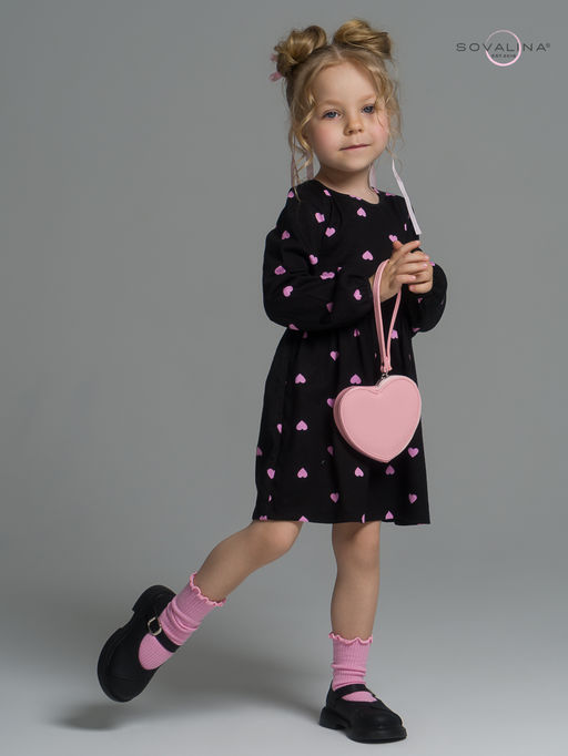 Платье Моана розовые сердечки на черном - Sovalina фото 3