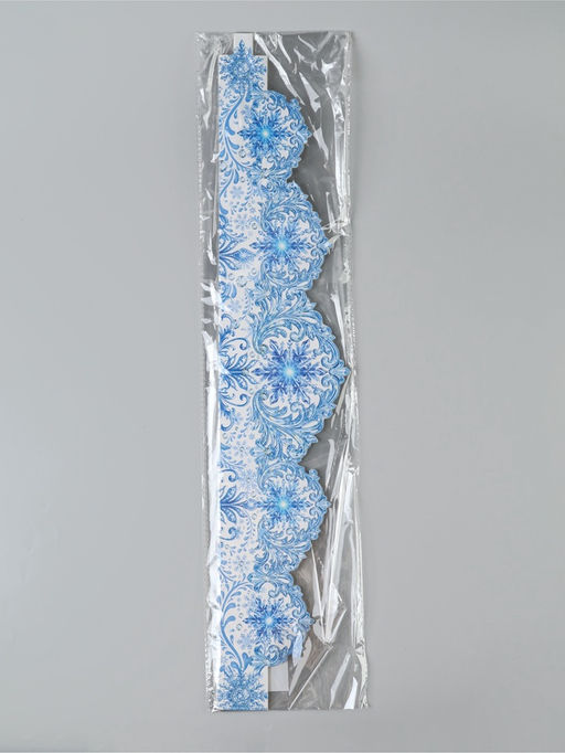 Цена за 10 шт. Корона картонная «Снежинки», 63.8×12.5 см, голубая