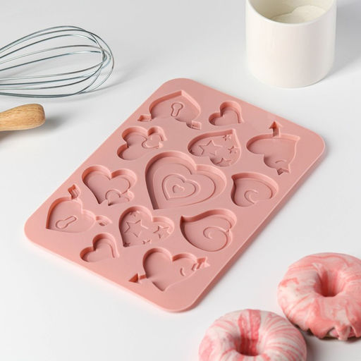Форма для шоколада Доляна Амуры, силикон, 13 ячеек, 23?16.5?0.5 см, розовая
