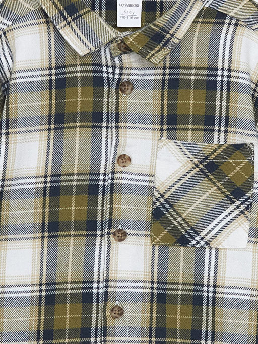 Uzun Kollu Ekose Desenli Erkek ?ocuk Oduncu G?mlek