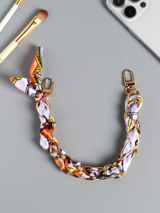 Брелок на 2 карабинах "Платок и цепочка" оранж 20х10х1,7 см