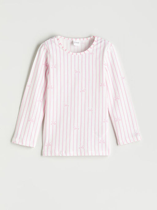 Bisiklet Yaka Fiyonk Desenli K?z ?ocuk Pijama ?st