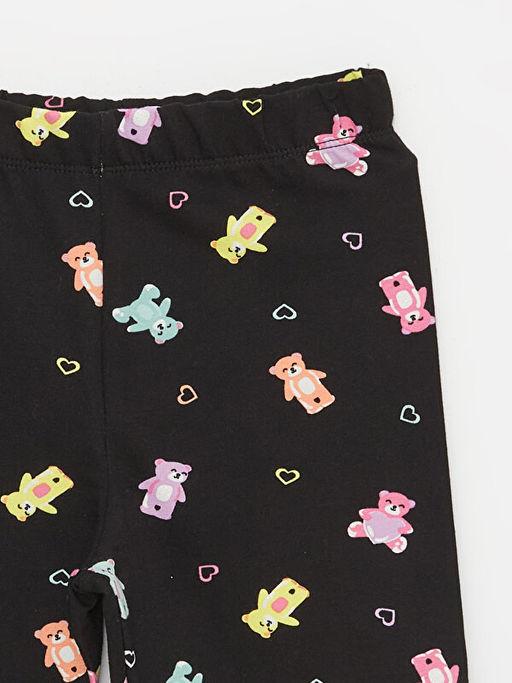 Beli Lastikli Bask?l? K?z ?ocuk Uzun Tayt