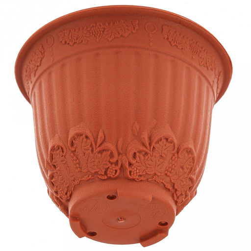Терракот Горшок для цветов пластмассовый 1л, с поддоном, д14см, h12см, резной орнамент, морозостойкий полипропилен, т.м. NECO (Россия) - Домашняя мода фото 5
