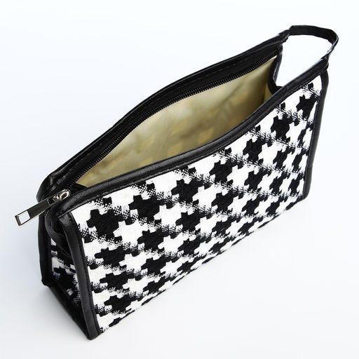 Косметичка на молнии, цвет белый/чёрный