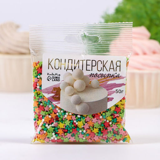 Посыпка кондитерская, МИКС в цветной глазури Новогоднее ассорти №1, 50 г - Simaland фото 3