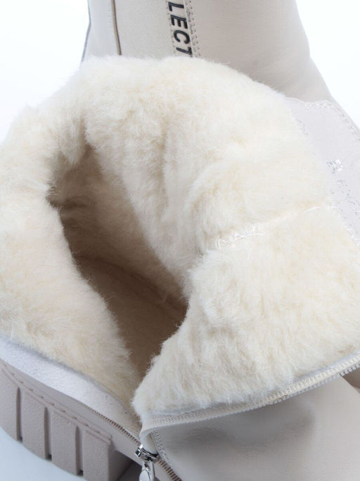 04-PAM370-2Z LT. BEIGE Ботинки зимние женские (натуральная кожа, 100% шерсть)