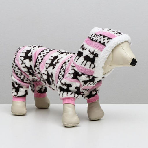 Комбинезон Олени с капюшоном, размер XXL (ДС 45 см, ОГ 55 см, ОШ 45 см), розовый - Simaland фото 16