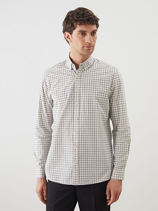 Slim Fit Uzun Kollu Ekose Erkek Oduncu G?mlek