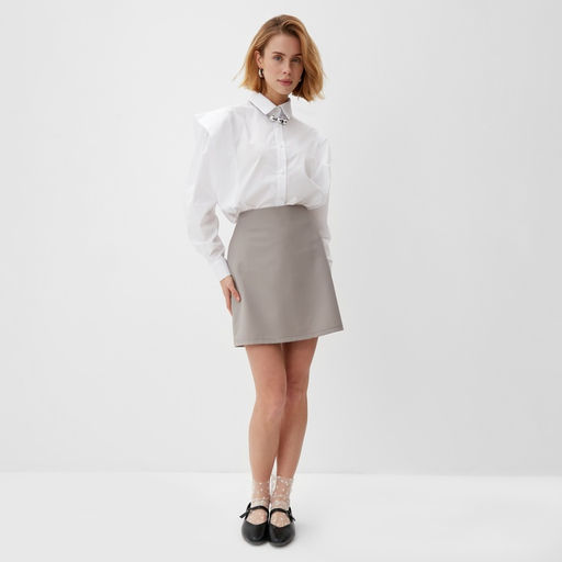 Юбка мини женская MINAKU: Casual Collection, бежевая, размер 44