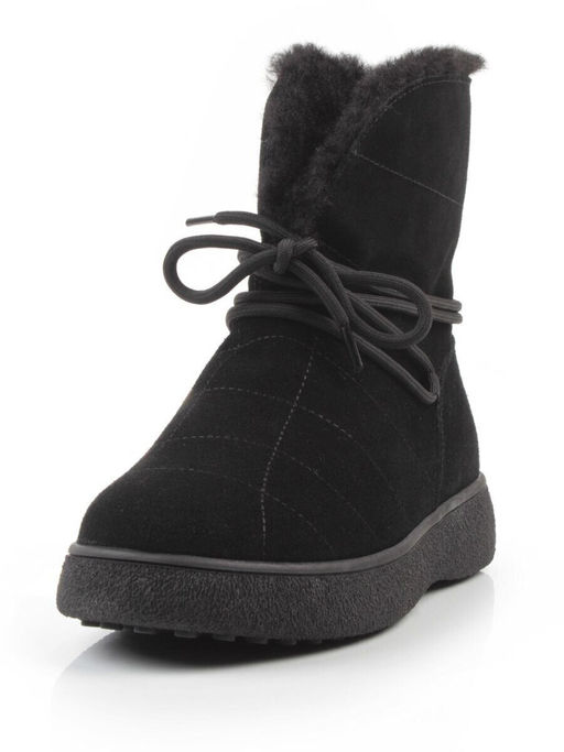04-PAL271-1Z BLACK Ботинки зимние женские (натуральная замша, 100% шерсть, натуральный мех)