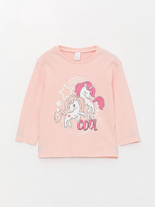 Bisiklet Yaka Uzun Kollu Bask?l? K?z Bebek Ti??rt - Waikiki фото 2