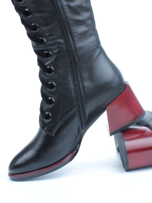 02-BA100-1 BLACK Сапоги зимние женские (натуральная кожа, натуральный мех)