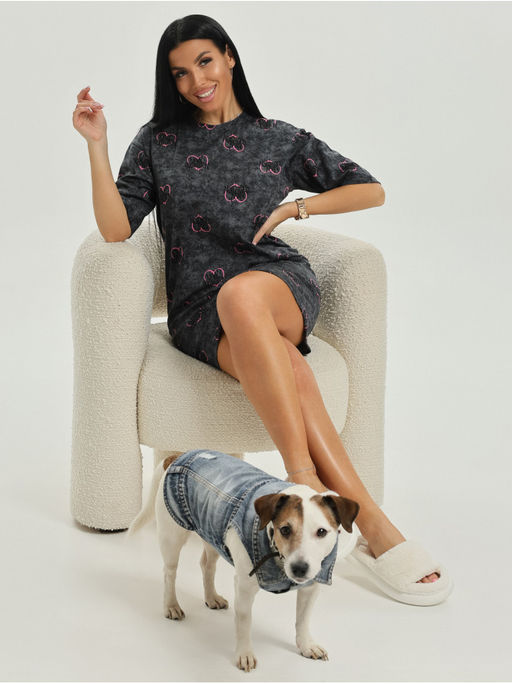 Платье домашнее Принт Графит женская - София фото 3