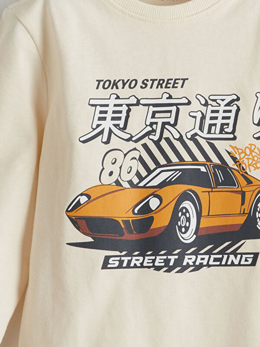 Bisiklet Yaka Bask?l? Erkek Bebek Ti??rt