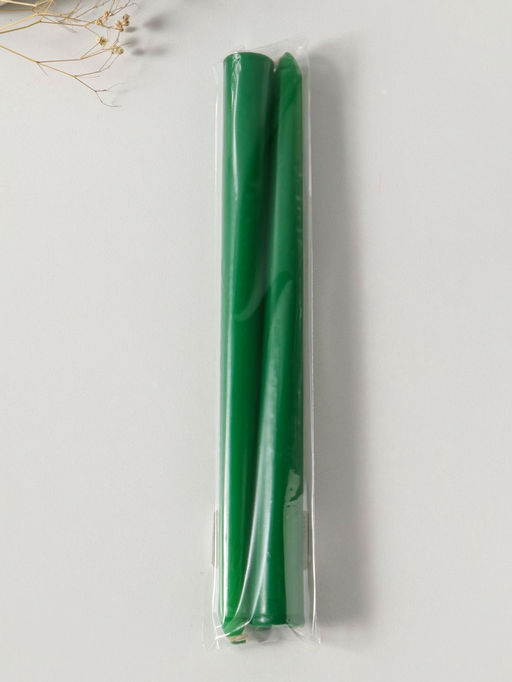 Цена за 2 шт. Свеча античная 25 см (набор 2 шт) 58 гр, 7 ч, цв. зелёный