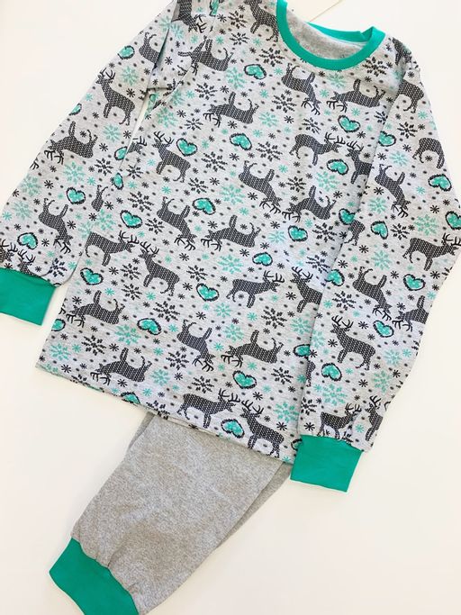 Пижама подростковая из джемпера и брюк из кулирки Олененок ментол - Амадэль фото 2