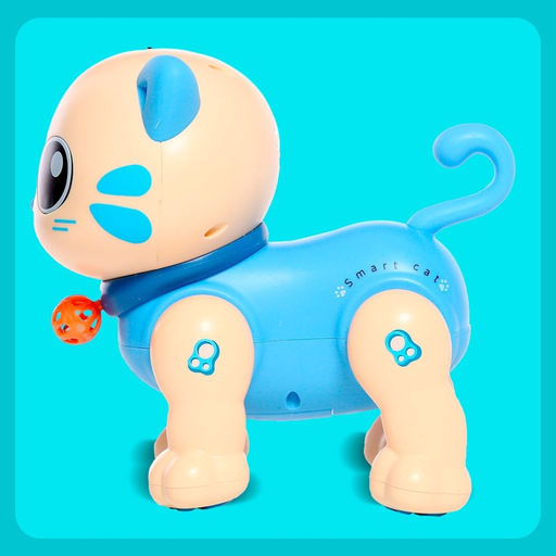 Робот кот Пультовод ZHORYA, на пульте управления, интерактивный: сенсорный, звук, свет, на батарейках, на русском языке, синий - Simaland фото 7